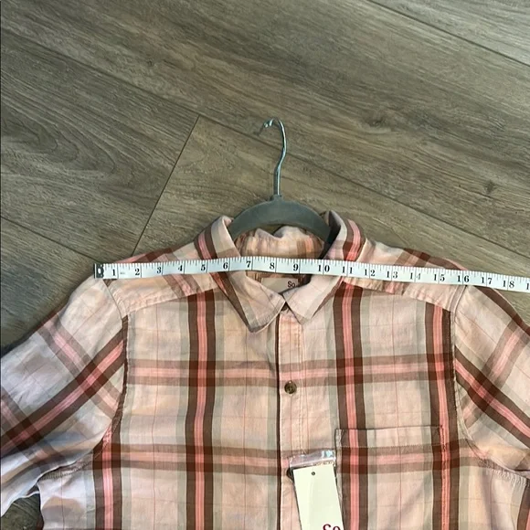 NWT SO Pink Plaid Button Down Shirt Size L - Picture 4 of 9